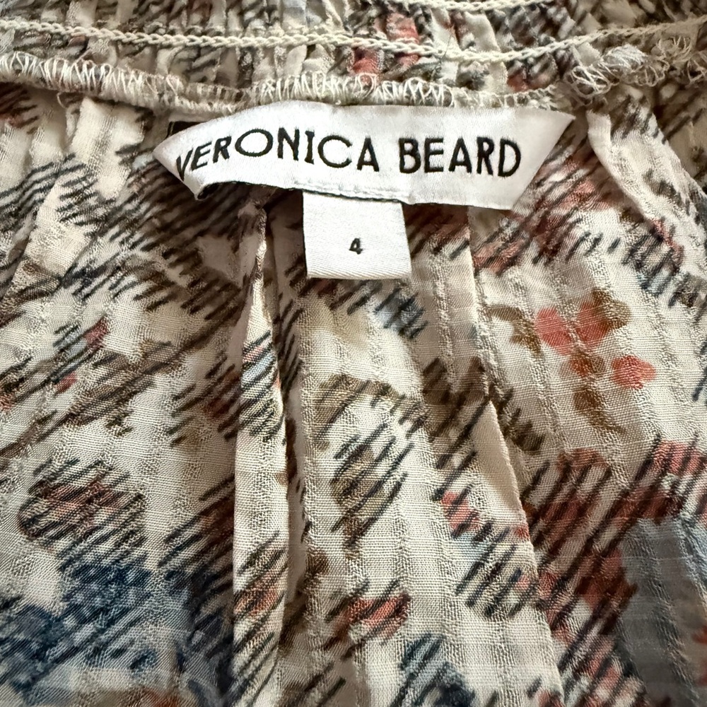 Veronica Beard Brown and Orange Relaxed Blouse with Notched Collar - Picture 2 of 5